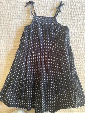 Girls Black Patterned Tiered Sundress with Tie Straps